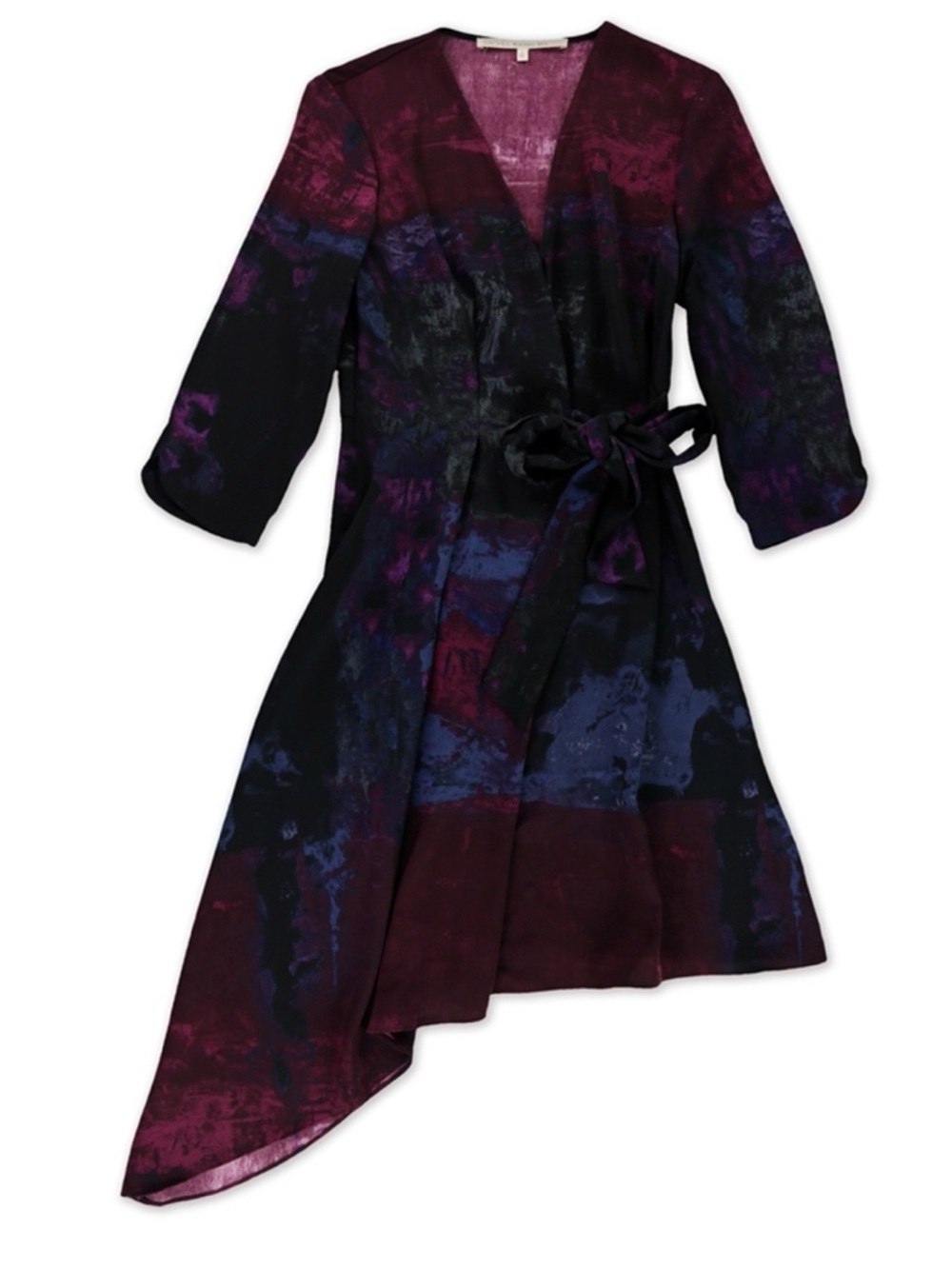 Rachel Roy Asymmetrical Multi-Tone Abstract Shift Dress side tie size 6
